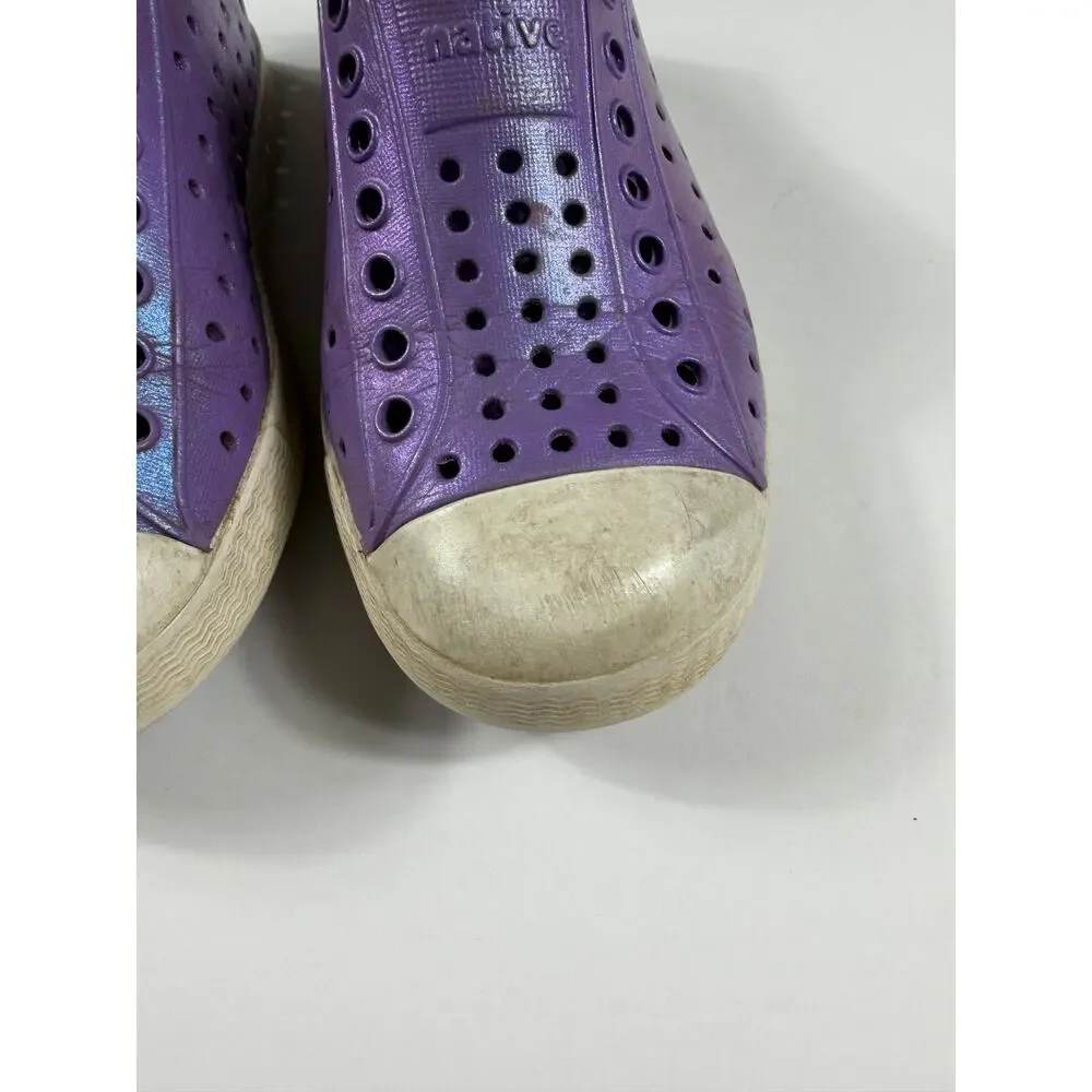 Native Jefferson Purple Shimmer Slip-On Shoes Toddler size 10
